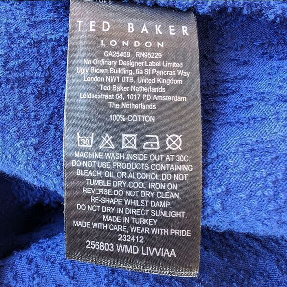 Ted Baker Cobalt Blue Livviaa Draped‎ Knit Sleeveless Mini Dress Size Large - Picture 8 of 10